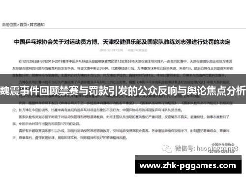 魏震事件回顾禁赛与罚款引发的公众反响与舆论焦点分析